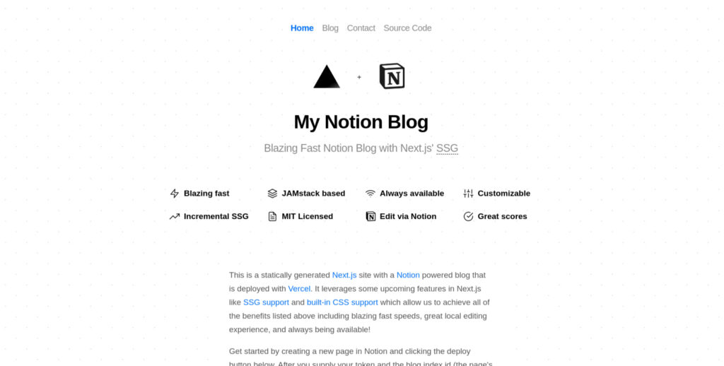 Next.js Blog Template with Notion Integration