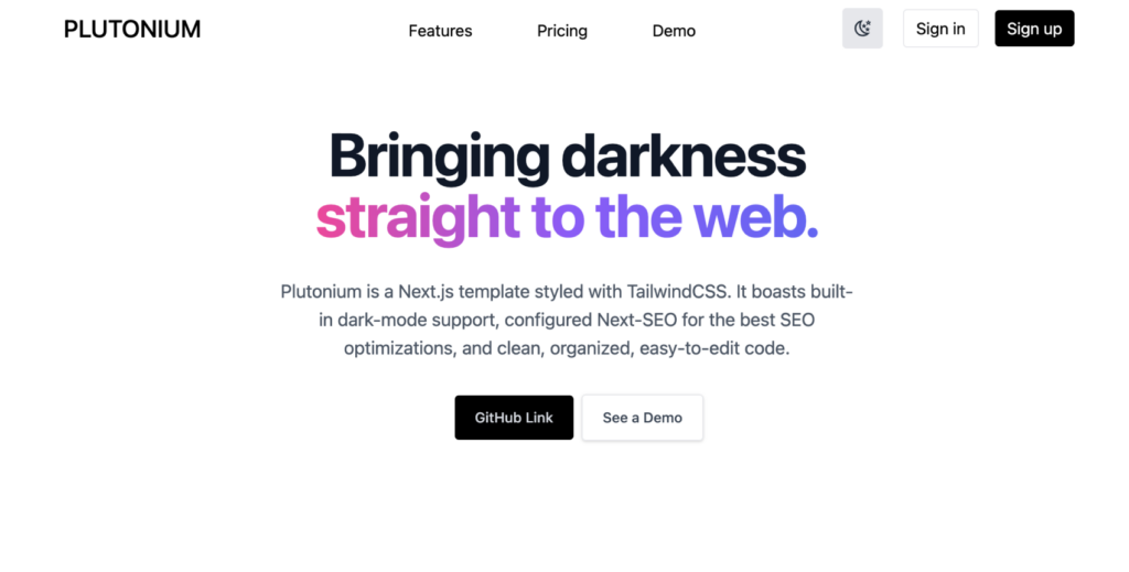 Plutonium – Free Next.js Tailwind CSS Template