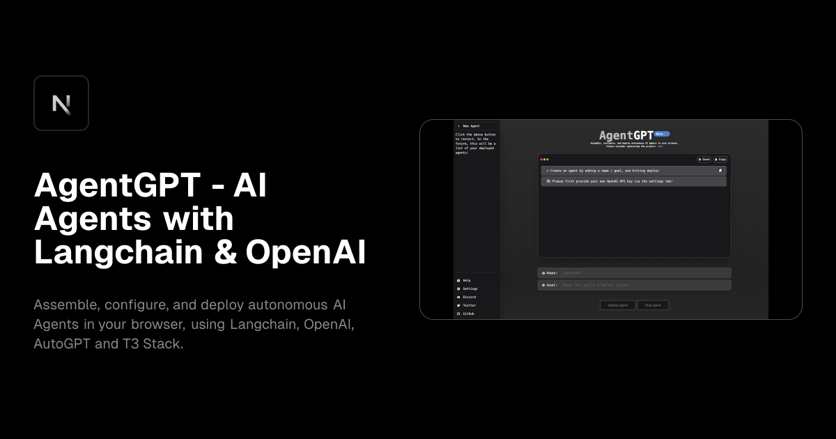 AgentGPT – AI Agents with Langchain & OpenAI template preview
