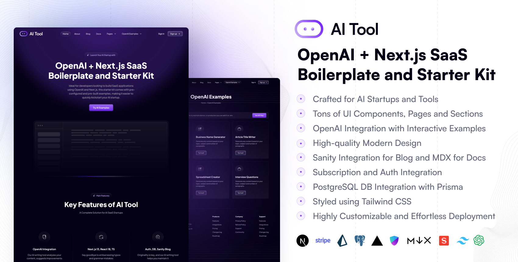 AI Tool - OpenAI Next.js SaaS Starter Kit template preview
