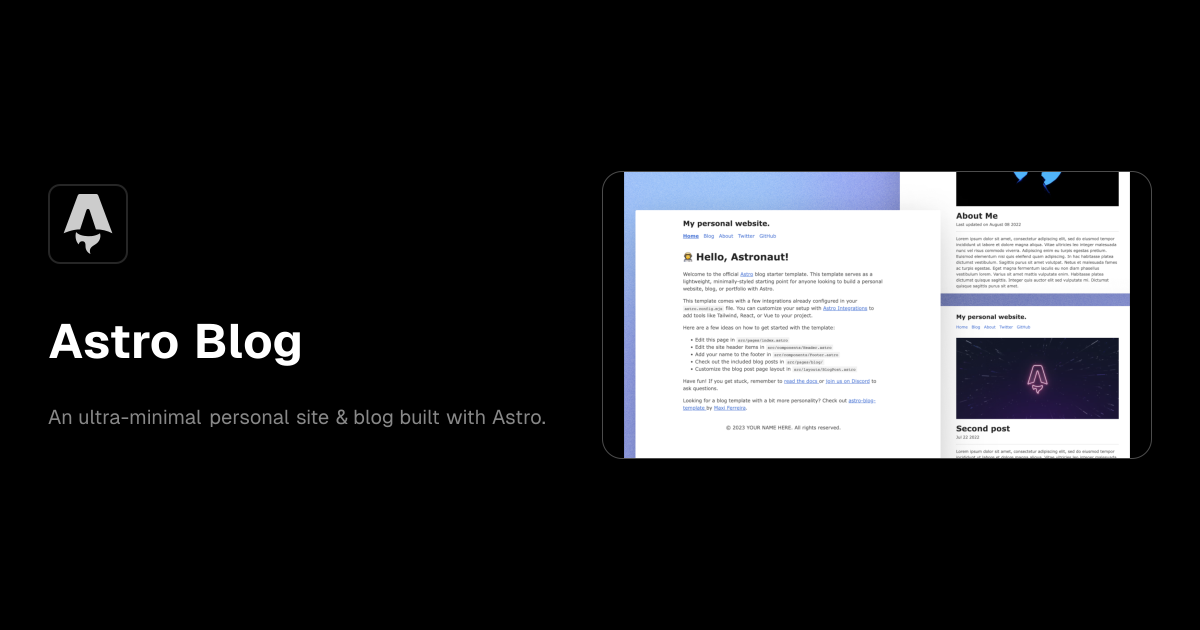Astro Blog template preview