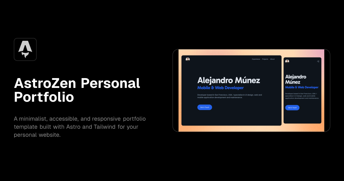 AstroZen Personal Portfolio template preview