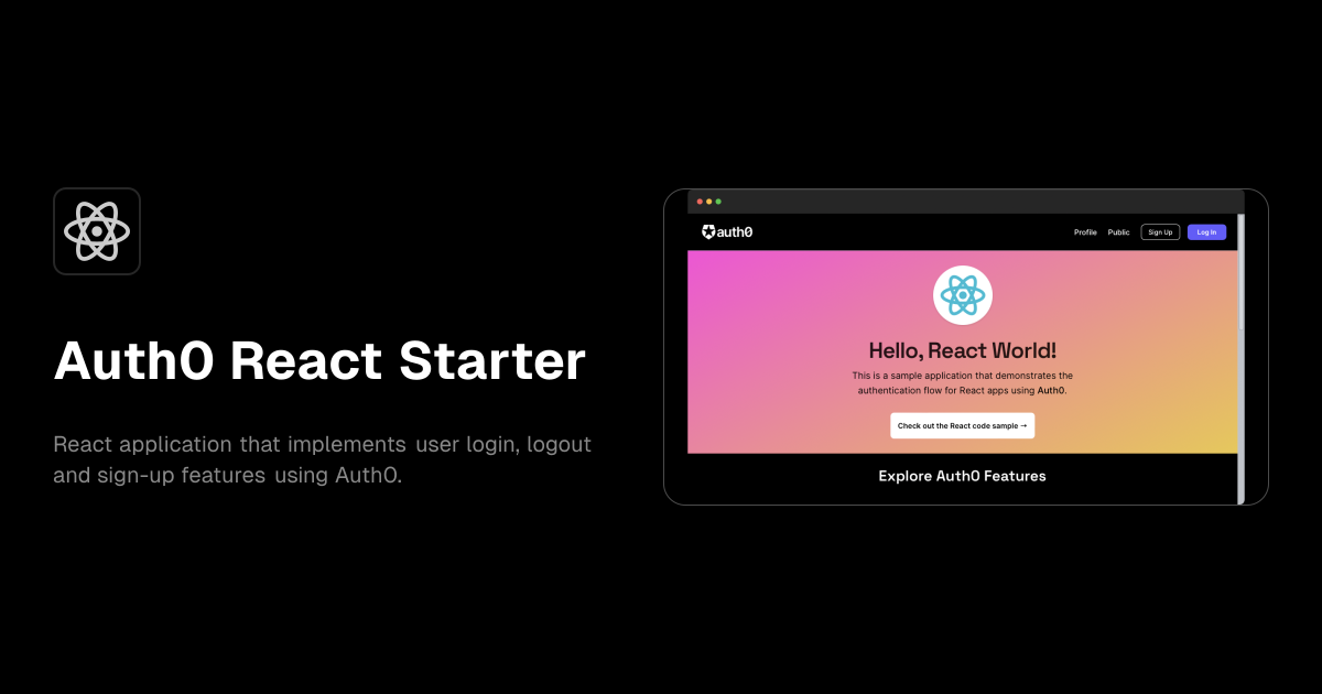 Auth0 React Starter template preview
