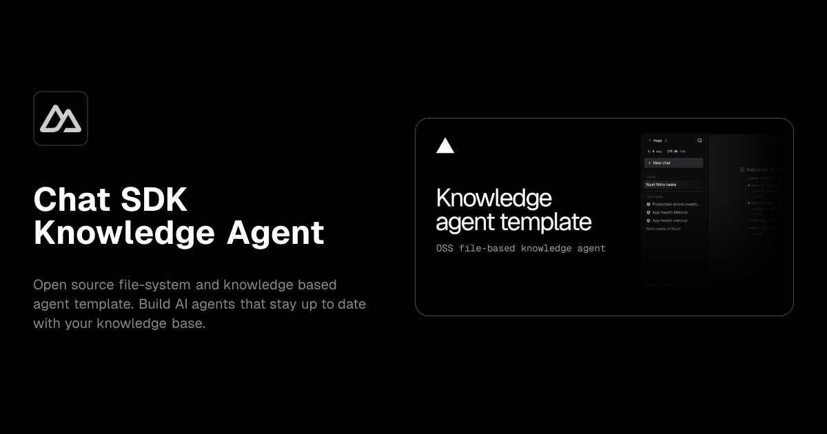 Chat SDK Knowledge Agent template preview