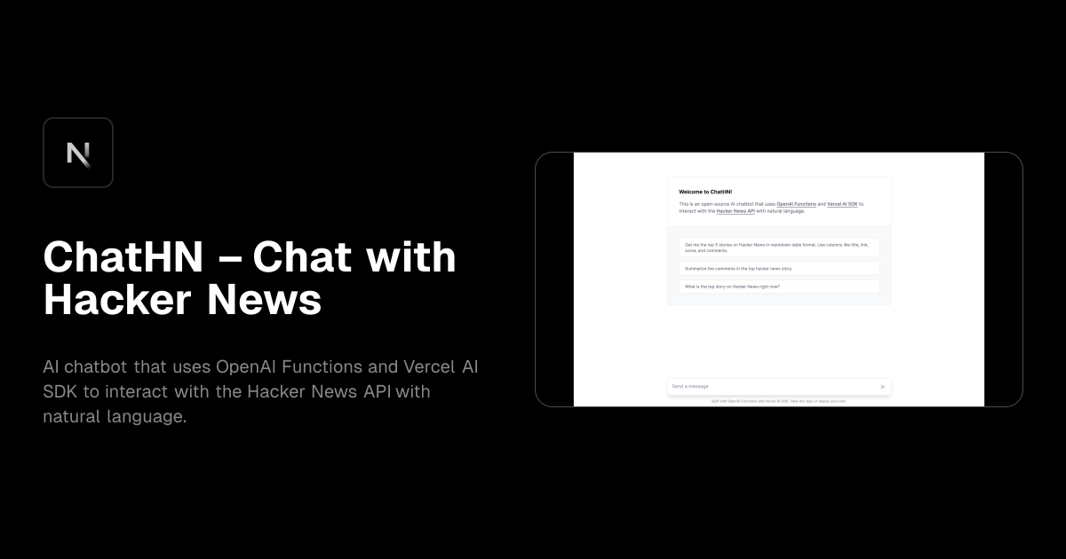 ChatHN – Chat with Hacker News template preview