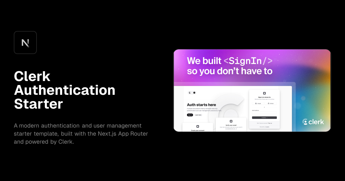 Clerk Authentication Starter template preview