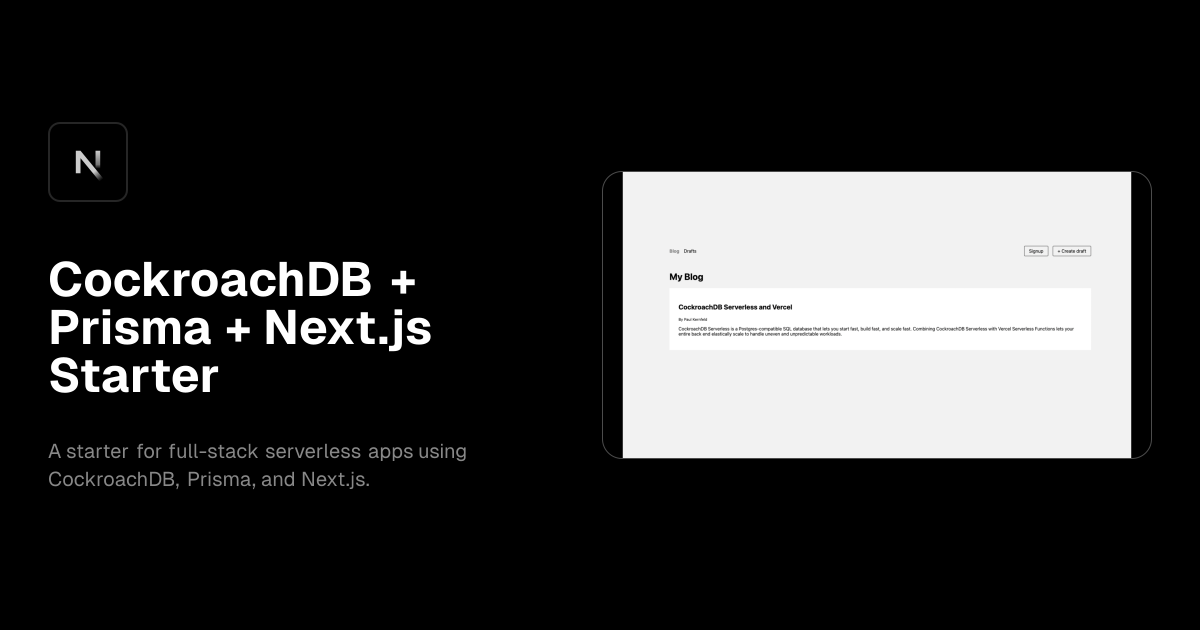 CockroachDB + Prisma + Next.js Starter template preview
