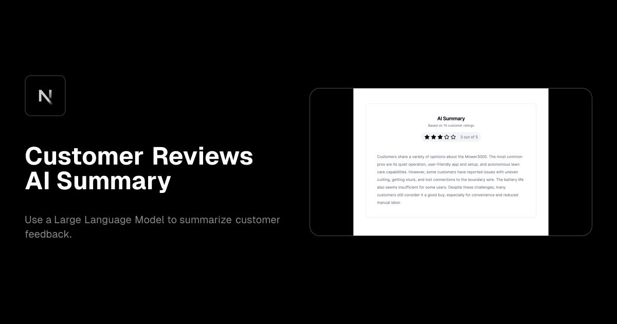 Customer Reviews AI Summary template preview