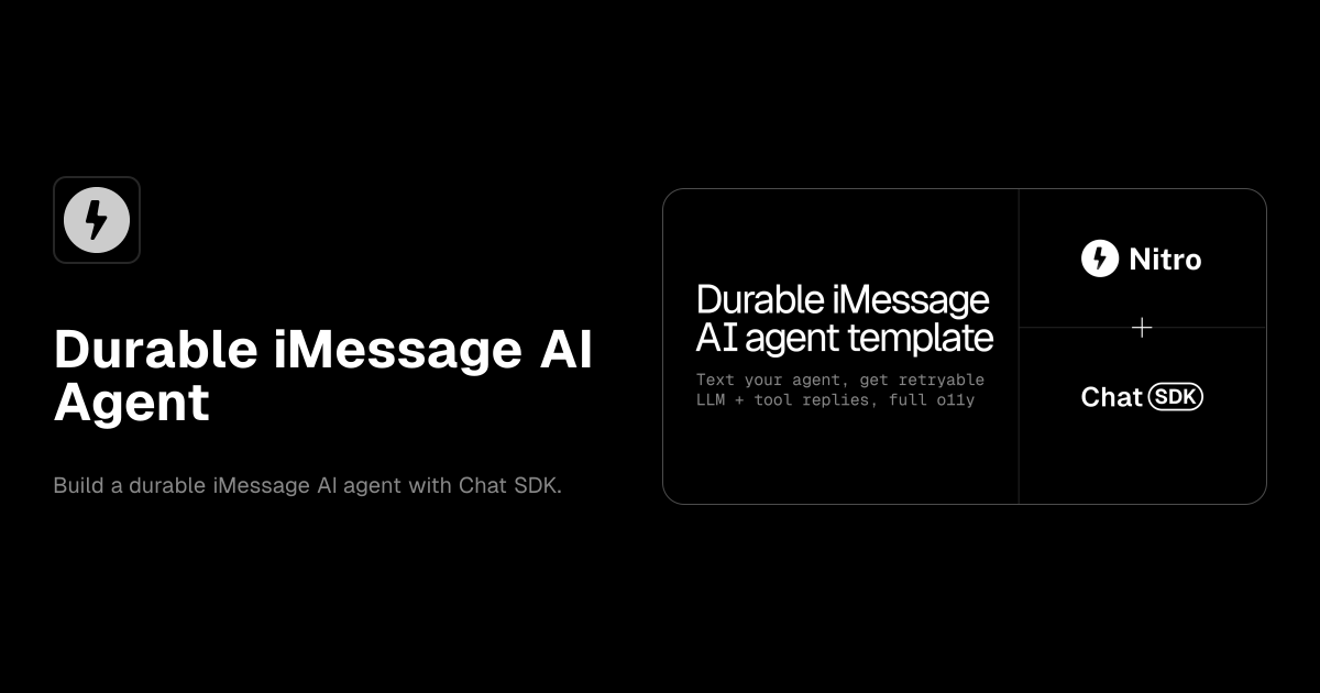 Durable iMessage AI Agent template preview
