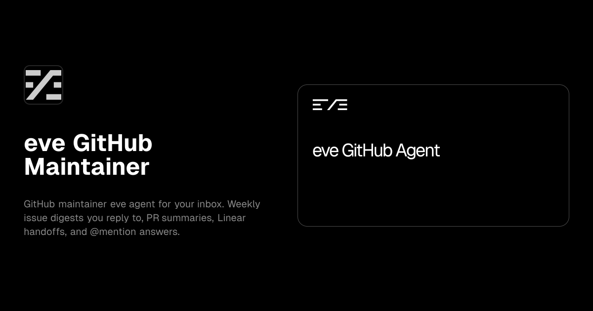 eve GitHub Maintainer template preview