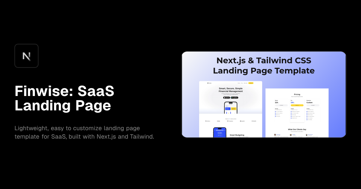 Finwise: SaaS Landing Page template preview
