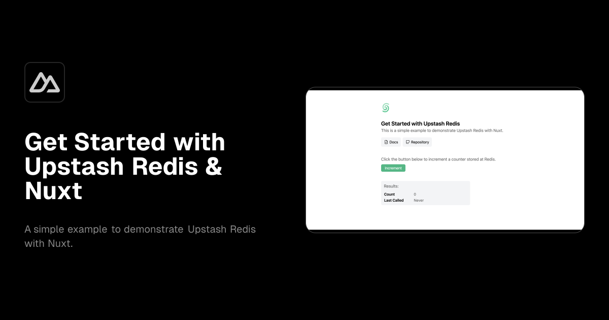 Get Started with Upstash Redis & Nuxt template preview
