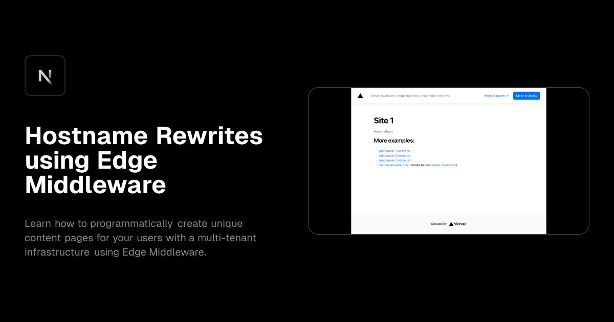 Hostname Rewrites using Edge Middleware template preview