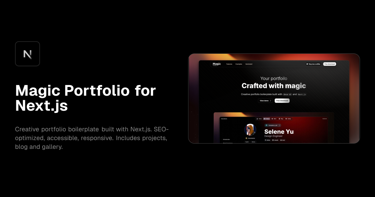 Magic Portfolio for Next.js – Portfolio Website Template template preview