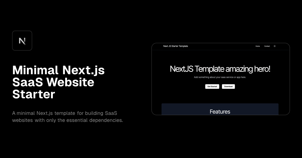 Minimal Next.js SaaS Website Starter template preview