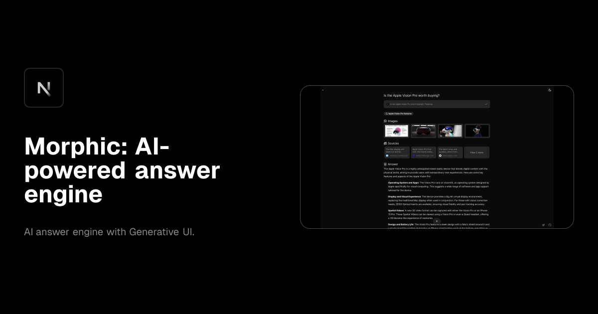 Morphic: AI-powered answer engine template preview