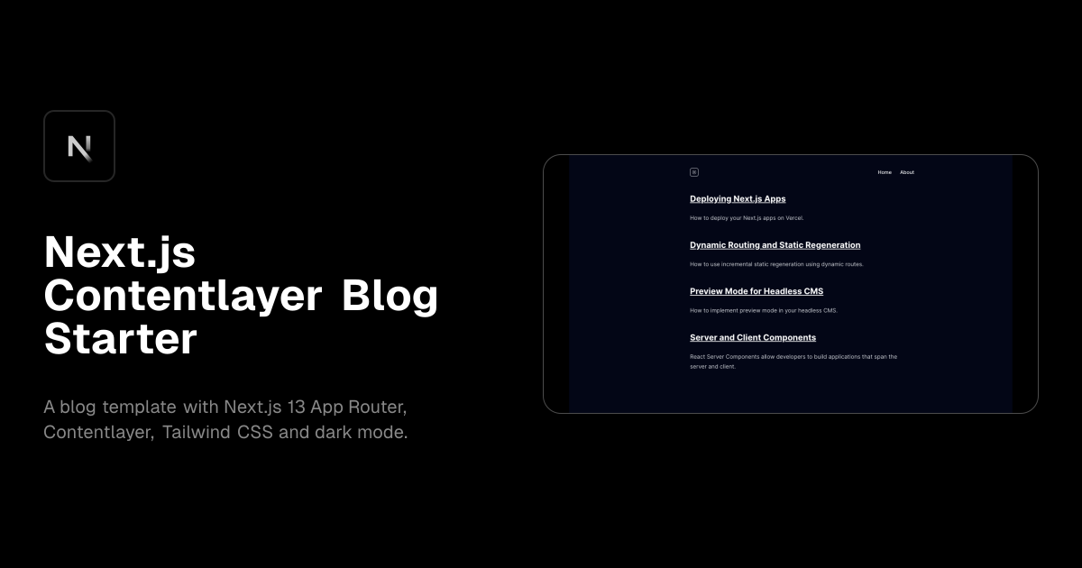 Next.js Contentlayer Blog Starter template preview