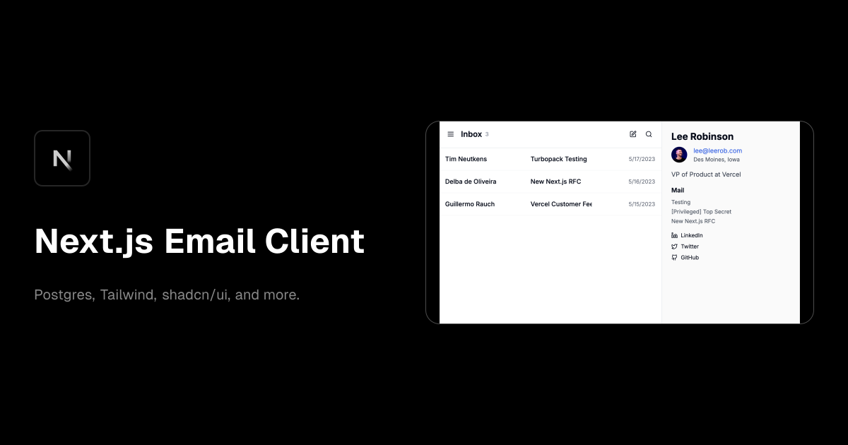 Next.js Email Client Template template preview
