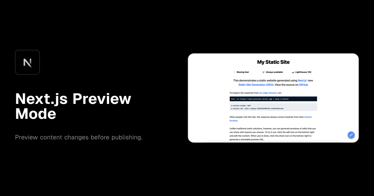Next.js Preview Mode template preview