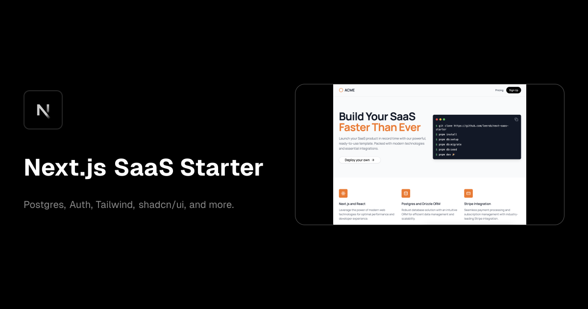 Next.js SaaS Starter Kit & Templates template preview