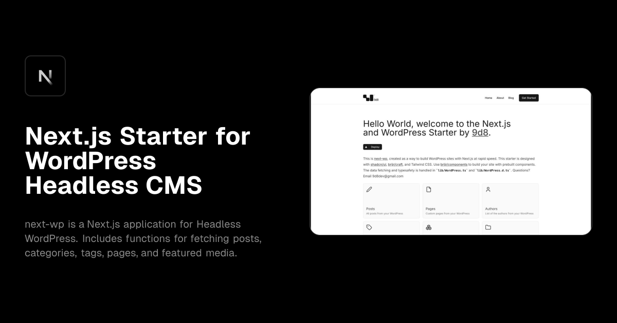 Next.js Starter for WordPress Headless CMS template preview
