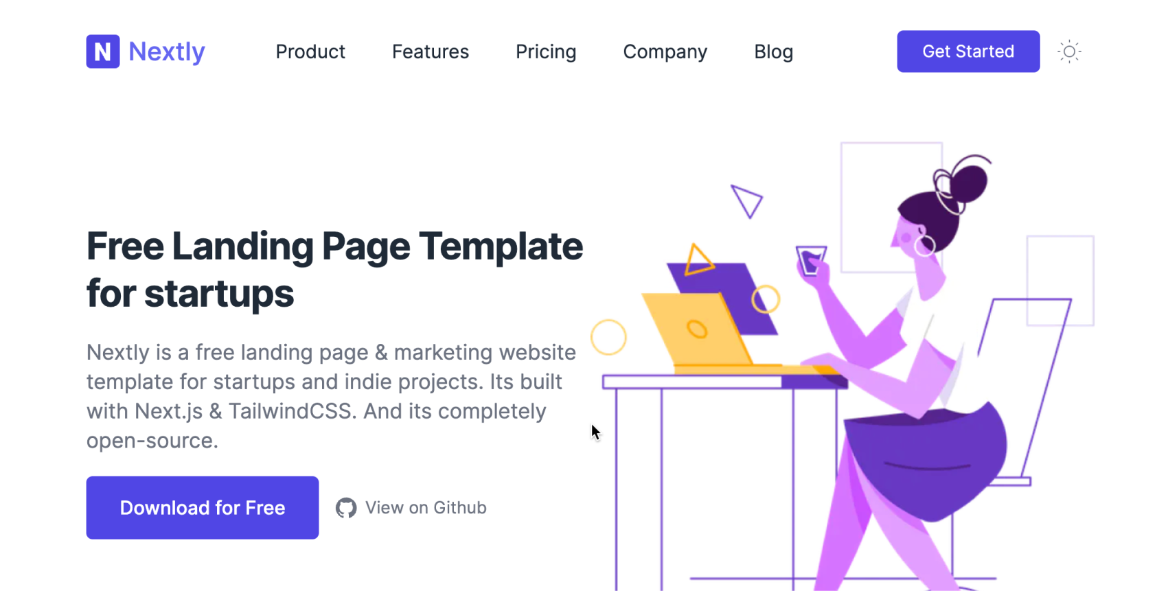 Nextly – Next.js and Tailwind CSS Web Template template preview