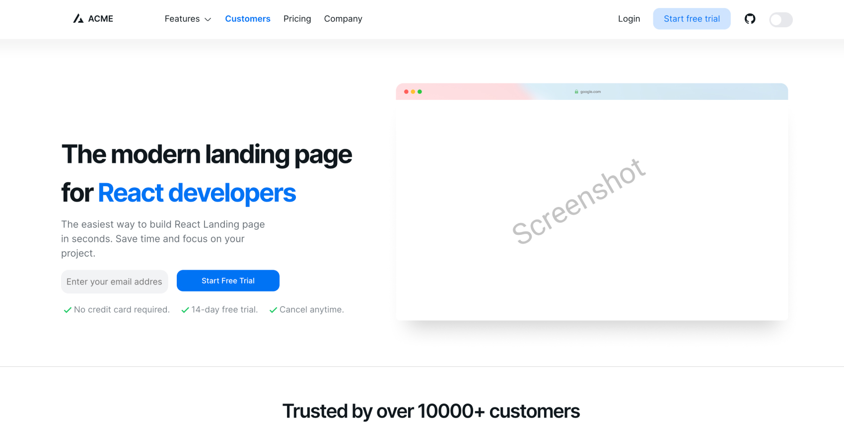 NextUI + Next.js Landing Page Template template preview