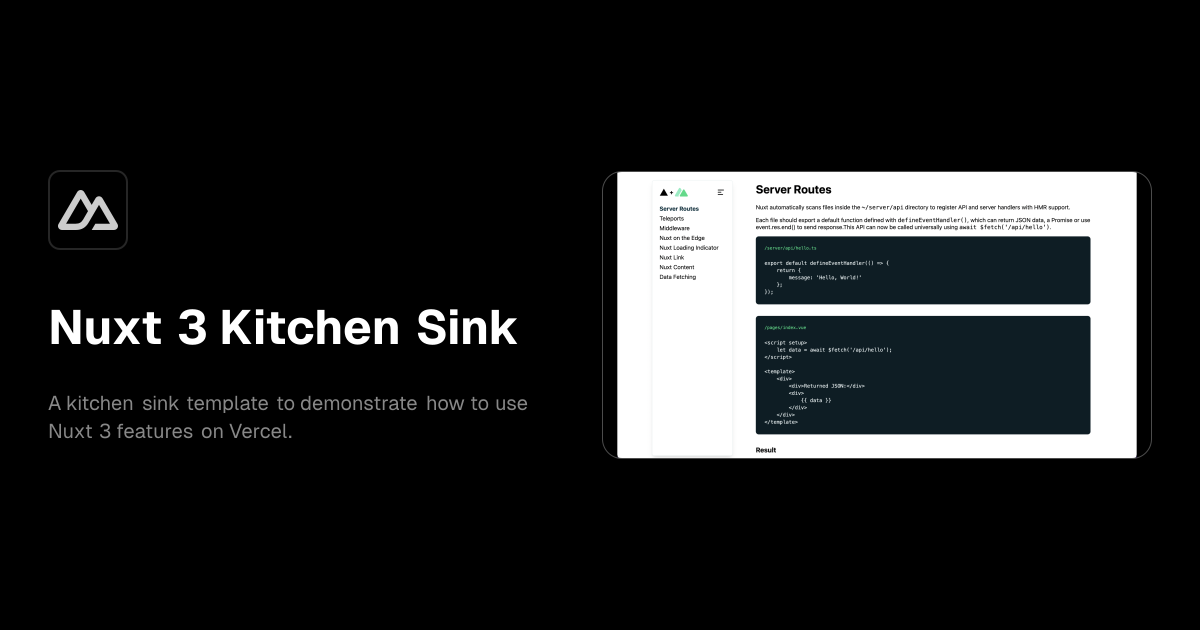 Nuxt 3 Kitchen Sink template preview