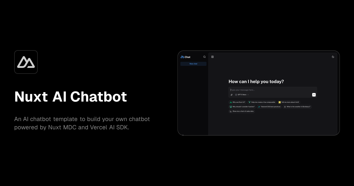 Nuxt AI Chatbot template preview