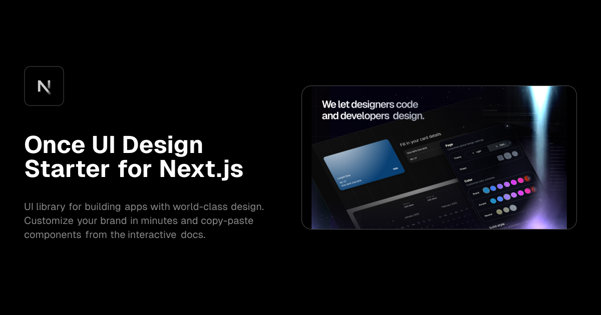 Once UI Design Starter for Next.js template preview
