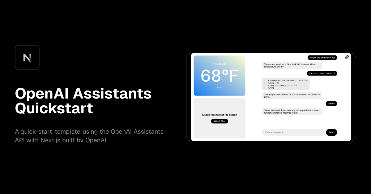 OpenAI Assistants Quickstart template preview