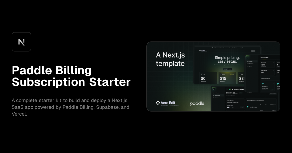 Paddle Billing Subscription Starter template preview