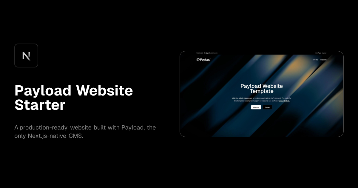 Payload Website Starter template preview