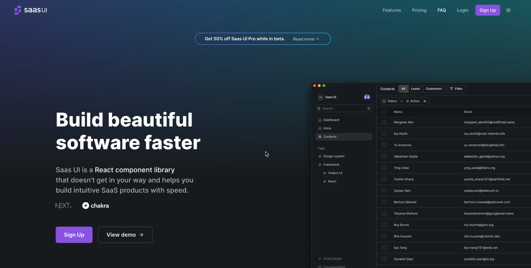 SaaS UI Next.js Template template preview