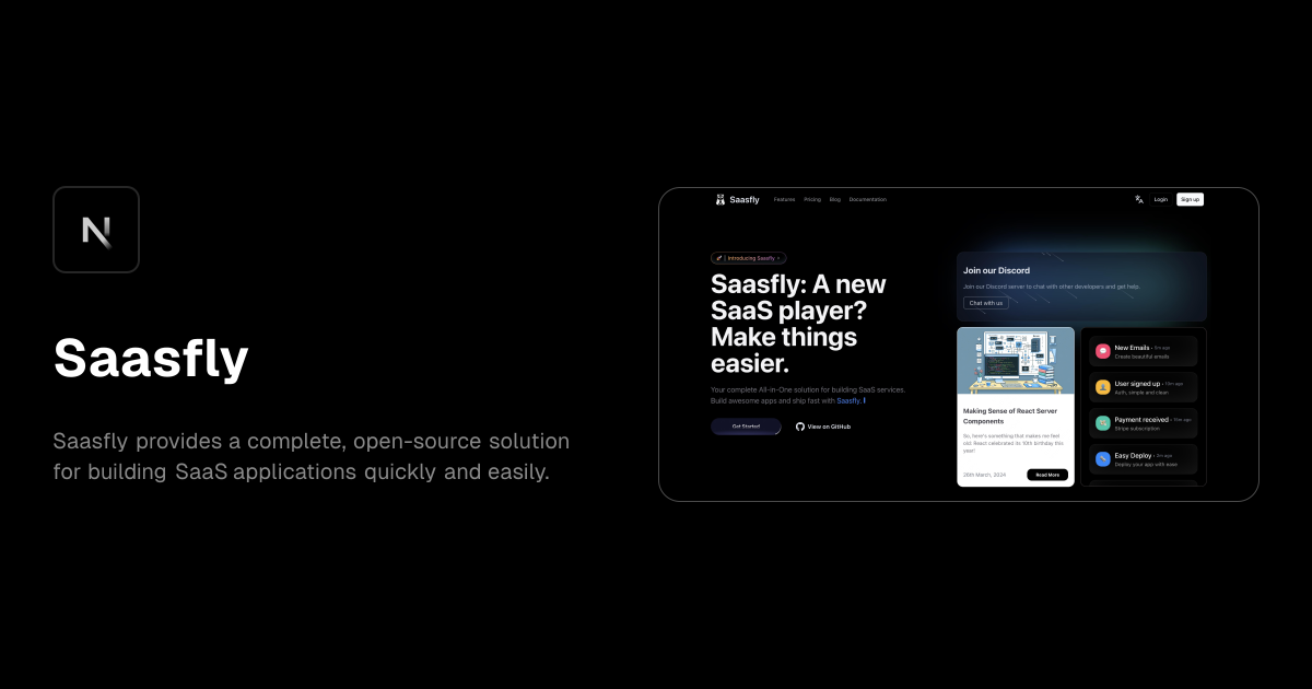 Saasfly – for building SaaS applications quickly template preview