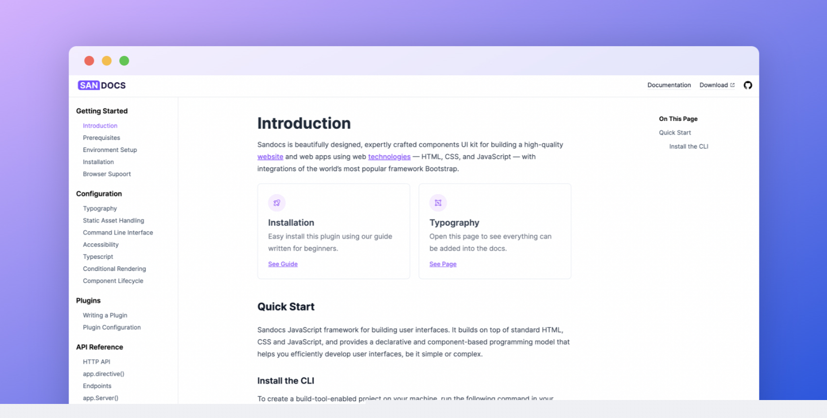 SanDocs - Free Next.js Product Documentation Template template preview