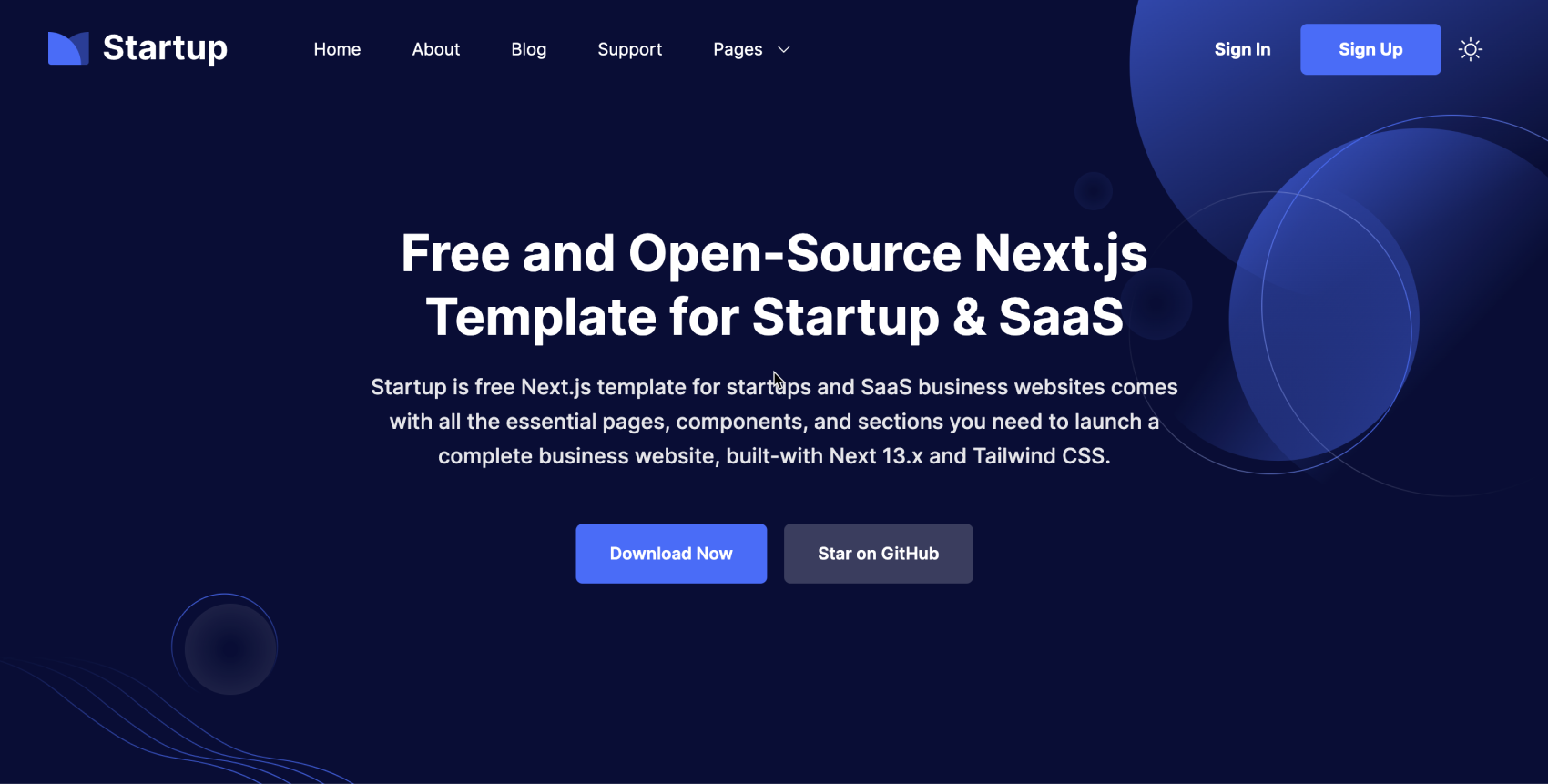 Startup - Free Next.js Startup and SaaS Website Template template preview