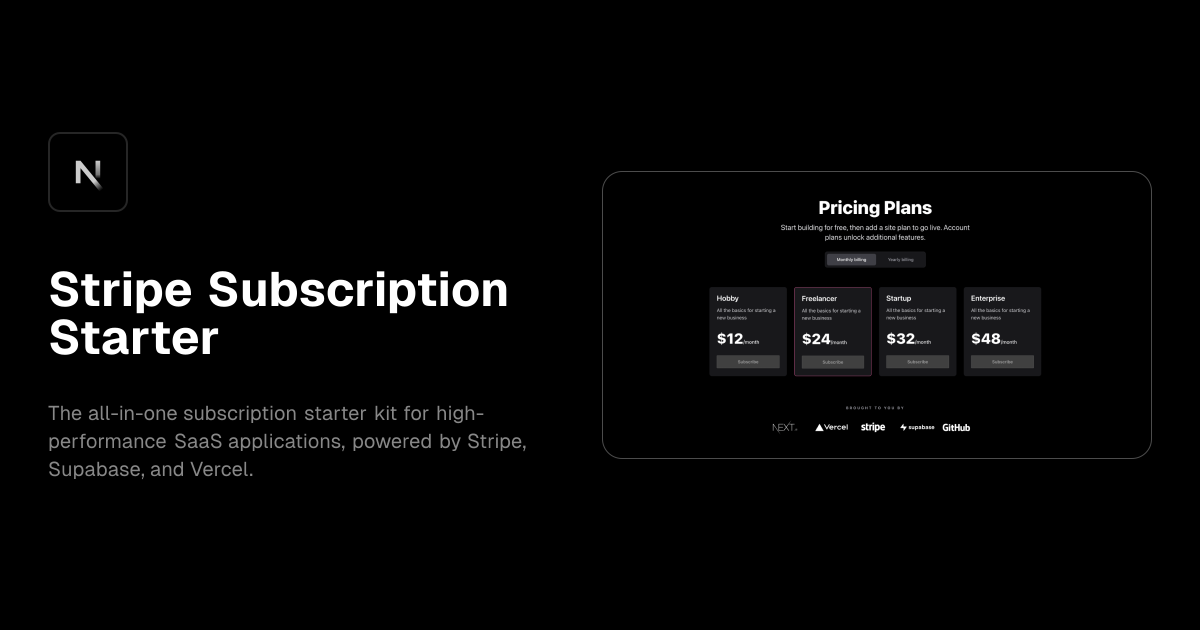 Stripe Subscription Starter template preview