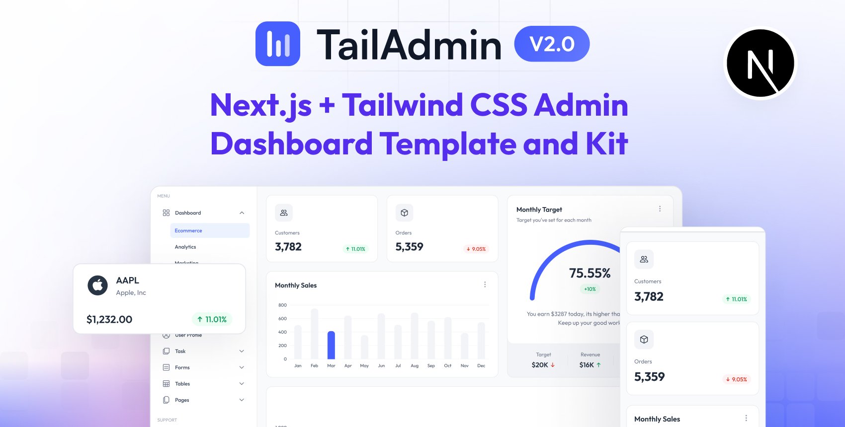 TailAdmin - Free Next.js Tailwind CSS Admin Dashboard Template template preview