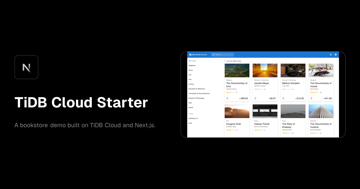 TiDB Cloud Starter template preview