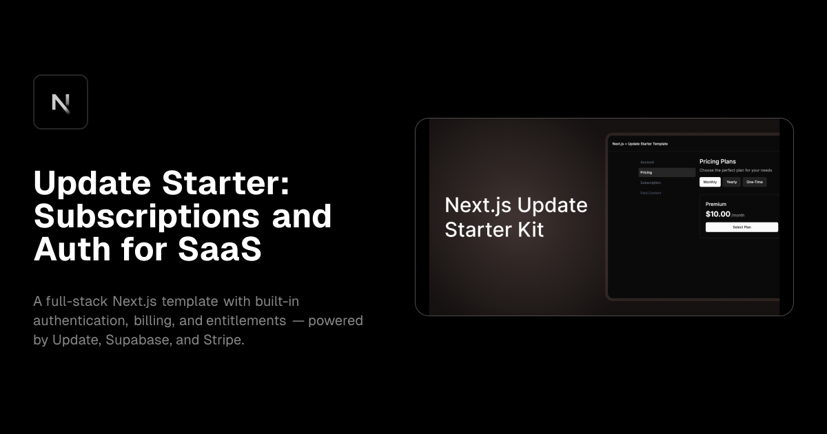 Update Starter: Subscriptions and Auth for SaaS template preview