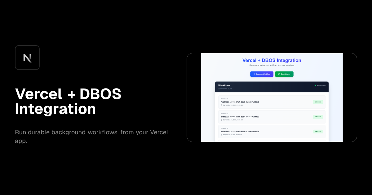 Vercel + DBOS Integration template preview