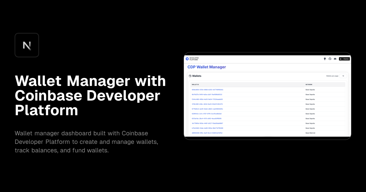 Wallet Manager with Coinbase Developer Platform template preview